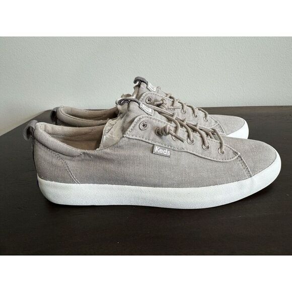 Keds Women's Kickback 8 Canvas Slip on Sneakers Gray Shoes New Fall Comfort - Picture 2 of 7